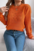 Textured Pointelle Knit Crew Neck Long Sleeve Sweater