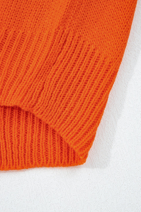 Textured Pointelle Knit Crew Neck Long Sleeve Sweater