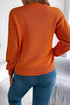 Textured Pointelle Knit Crew Neck Long Sleeve Sweater