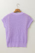 Textured Pointelle Knit Short Sleeve Crew Neck Sweater