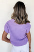 Textured Pointelle Knit Short Sleeve Crew Neck Sweater