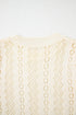 Textured Pointelle Knit Short Sleeve Pullover Sweater
