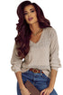 Textured Pointelle Knit V Neck Long Sleeve Sweater