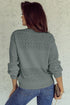 Textured Pointelle Knit V Neck Long Sleeve Sweater