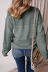 Textured Pointelle Knit V Neck Long Sleeve Sweater