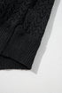 Textured Pointelle Knit V Neck Long Sleeve Sweater