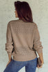 Textured Pointelle Knit V Neck Long Sleeve Sweater