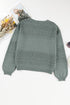 Textured Pointelle Knit V Neck Long Sleeve Sweater