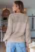 Textured Pointelle Knit V Neck Long Sleeve Sweater