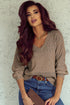 Textured Pointelle Knit V Neck Long Sleeve Sweater