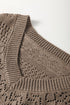 Textured Pointelle Knit V Neck Long Sleeve Sweater