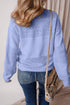 Textured Pointelle Knit V Neck Long Sleeve Sweater
