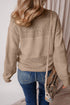 Textured Pointelle Knit V Neck Long Sleeve Sweater