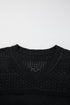 Textured Pointelle Knit V Neck Long Sleeve Sweater