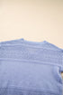 Textured Pointelle Knit V Neck Long Sleeve Sweater