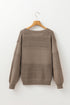 Textured Pointelle Knit V Neck Long Sleeve Sweater
