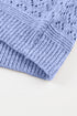 Textured Pointelle Knit V Neck Long Sleeve Sweater