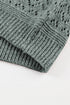 Textured Pointelle Knit V Neck Long Sleeve Sweater