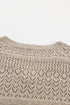 Textured Pointelle Knit V Neck Long Sleeve Sweater