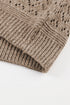 Textured Pointelle Knit V Neck Long Sleeve Sweater