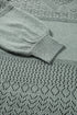 Textured Pointelle Knit V Neck Long Sleeve Sweater