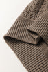 Textured Pointelle Knit V Neck Long Sleeve Sweater