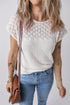 Textured Pointelle Yoke Short Sleeve Knit Top