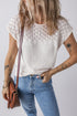 Textured Pointelle Yoke Short Sleeve Knit Top
