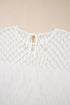 Textured Pointelle Yoke Short Sleeve Knit Top