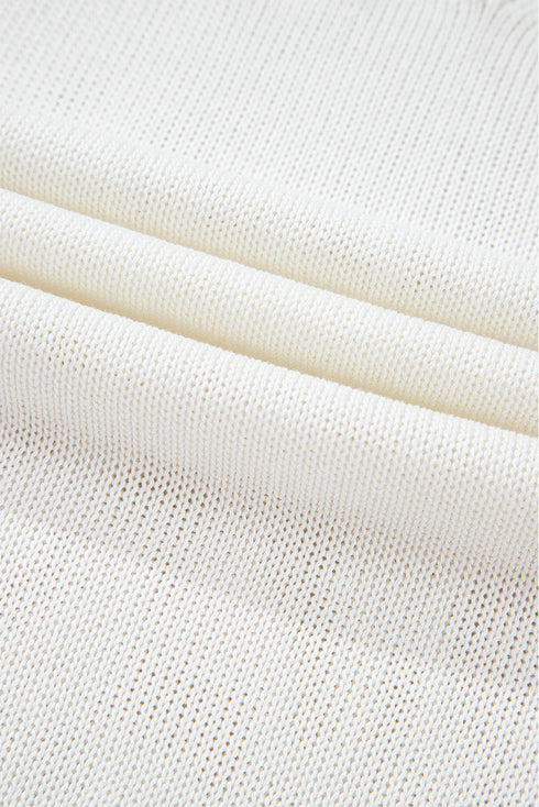 Textured Pointelle Yoke Short Sleeve Knit Top