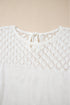 Textured Pointelle Yoke Short Sleeve Knit Top