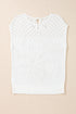 Textured Pointelle Yoke Short Sleeve Knit Top
