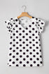 Textured Polka Dot Flutter Sleeve V Neck Blouse