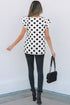 Textured Polka Dot Flutter Sleeve V Neck Blouse