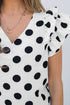 Textured Polka Dot Flutter Sleeve V Neck Blouse