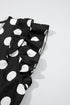 Textured Polka Dot Flutter Sleeve V Neck Blouse