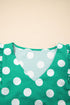 Textured Polka Dot Flutter Sleeve V Neck Blouse