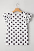 Textured Polka Dot Flutter Sleeve V Neck Blouse