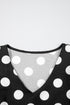 Textured Polka Dot Flutter Sleeve V Neck Blouse