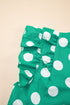 Textured Polka Dot Flutter Sleeve V Neck Blouse