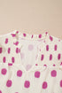 Textured Polka Dot Print Shirred Yoke Balloon Sleeve Blouse