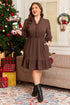 Textured Puff Sleeve Frilled Trim A Line Mini Dress