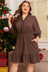 Textured Puff Sleeve Frilled Trim A Line Mini Dress