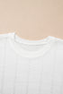 Textured Puff Sleeve Openwork Knit Sweater Top