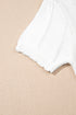 Textured Puff Sleeve Openwork Knit Sweater Top