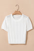 Textured Puff Sleeve Openwork Knit Sweater Top