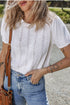 Textured Puff Sleeve Openwork Knit Sweater Top