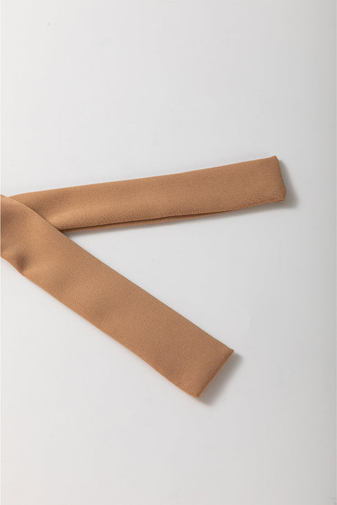Textured Puff Sleeve Tie Front Bubble Hem Blouse