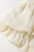 Textured Puff Sleeve Tie Front Bubble Hem Blouse
