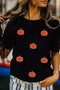 Textured Pumpkin Appliqu? Short Sleeve Graphic Tee